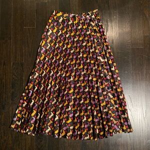 Sandro Cowboy Boot Print Pleated Maxi Skirt